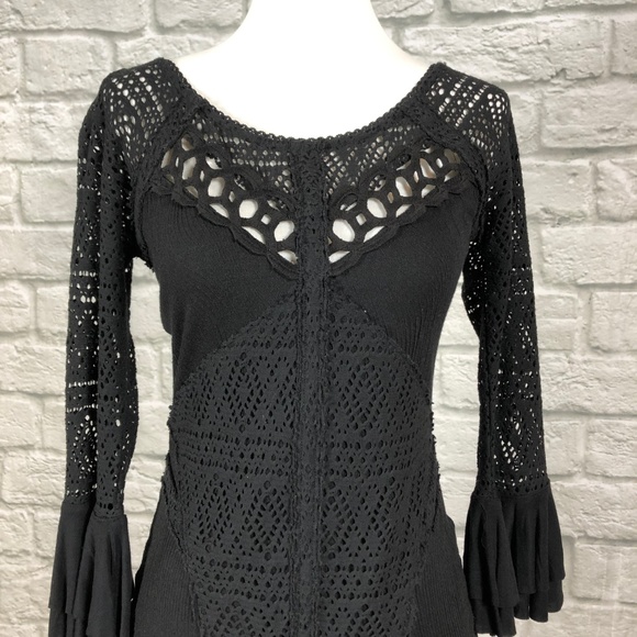 Free People City Girl Black Bodycon Crochet Dress - Picture 3 of 8